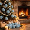 thumbnail image 2 of 12 Pcs Light Blue Velvet Flocked Christmas Balls, 2.4 Inch Christmas Tree Ornaments, Soft Hanging Xmas Ball Decorations for Tree, Home, Party and Holiday Decor, 2 of 8