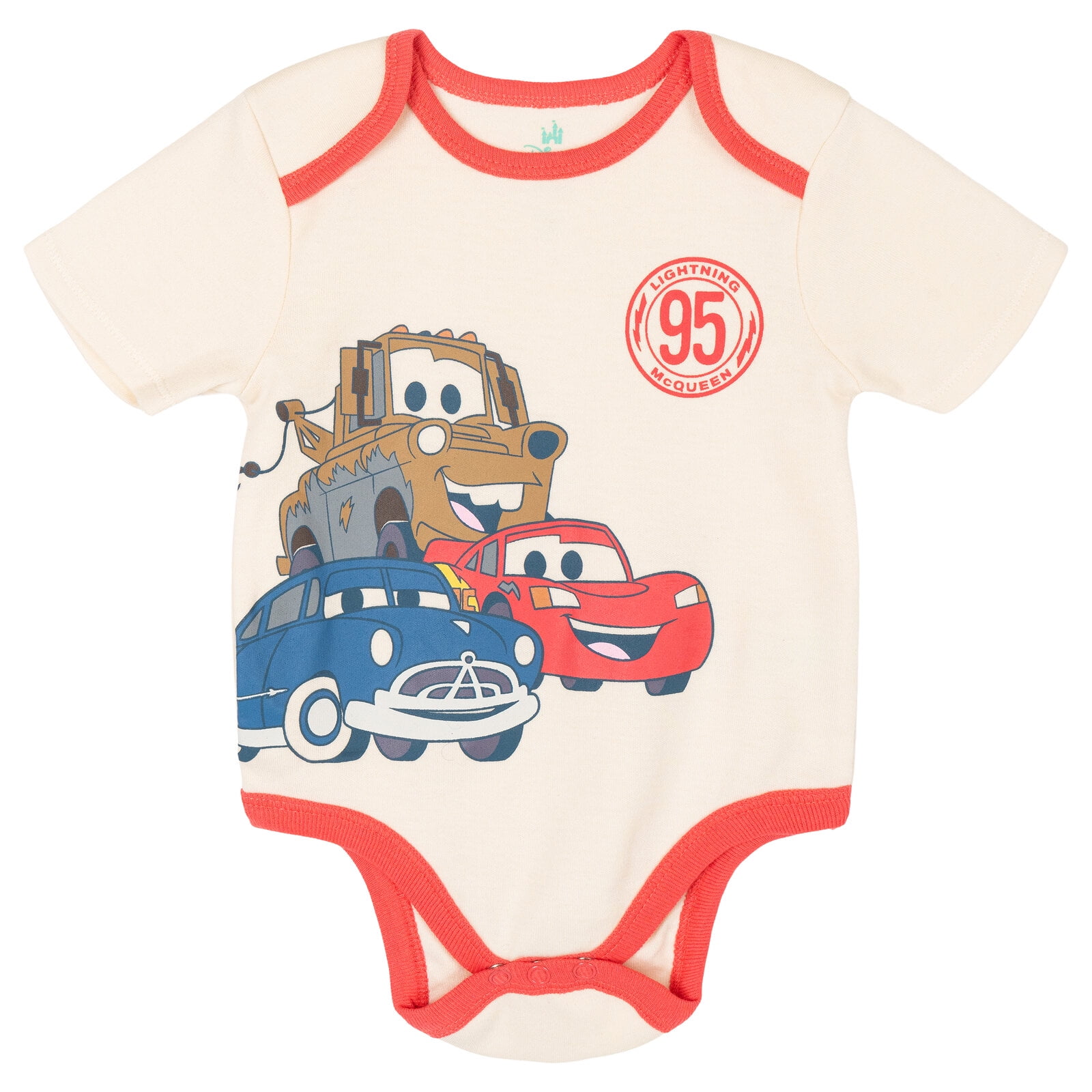 Disney Cars Baby Boys' 5-Pack One Piece Bodysuits McQueen Mater Multi