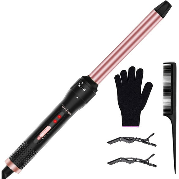 Banral Ceramic Hair Curling Wand for All Hair Types,1"Long Barrel Curling Iron with Glove & 2 Clips,2 Heat Settings