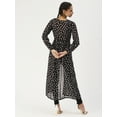 thumbnail image 3 of DressBerry Women’s Printed Poly&nbsp;Georgette Top Long Sleeves with Elasticated Cuffs Round Neck Front Open Slit with Tie-up Strings Casual Long Top, 3 of 7