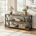 thumbnail image 4 of Maritcute 55 Inch Entryway Table, Narrow Long Console Table with Storage, 3 Tier Wood Sofa Table for Living Room,Hallway Table for Foyer, Entryway Furniture-Rustic Brow, 4 of 9