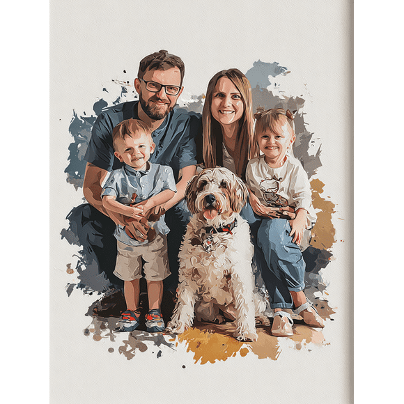 Custom Family Portrait Canvas Wall Art 15.75x11.81 Inches