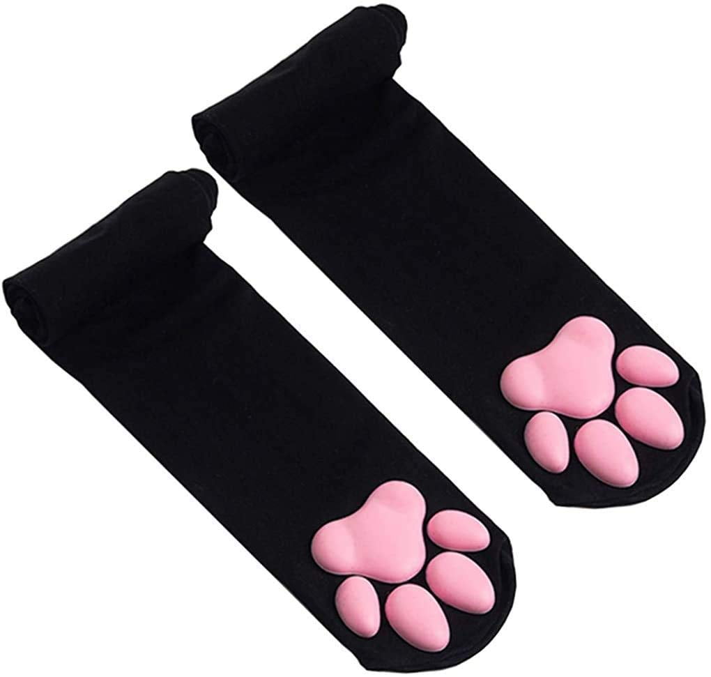 Youtuho IKJNMLP Cat Paw Pad Sock,3D Puffy Pawpad Socks Pink Cute Thigh ...