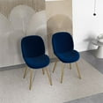 thumbnail image 2 of Berwick Mid Century Modern Velvet Chair with Gold Metal Leg in Blue Set of 2, 2 of 7