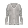 thumbnail image 4 of Lovskoo 2024 Cardigan Sweaters for Women Open Front Solid Color Versatile Trendy and Comfortable Hollow Out Lace Long Sleeved V-Neck Oversized Winter Outerwear Tops Gray, 4 of 6