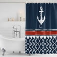 thumbnail image 2 of Navy Blue Coastal Shower Curtain Set - Long 72" x 84" Washable Bathtub Curtain with 12 Hooks, Nautical Ocean Sea Anchor Abstract Art Waterproof Fabric Stall Shower Curtains for Bathroom/Bathtub, 2 of 6