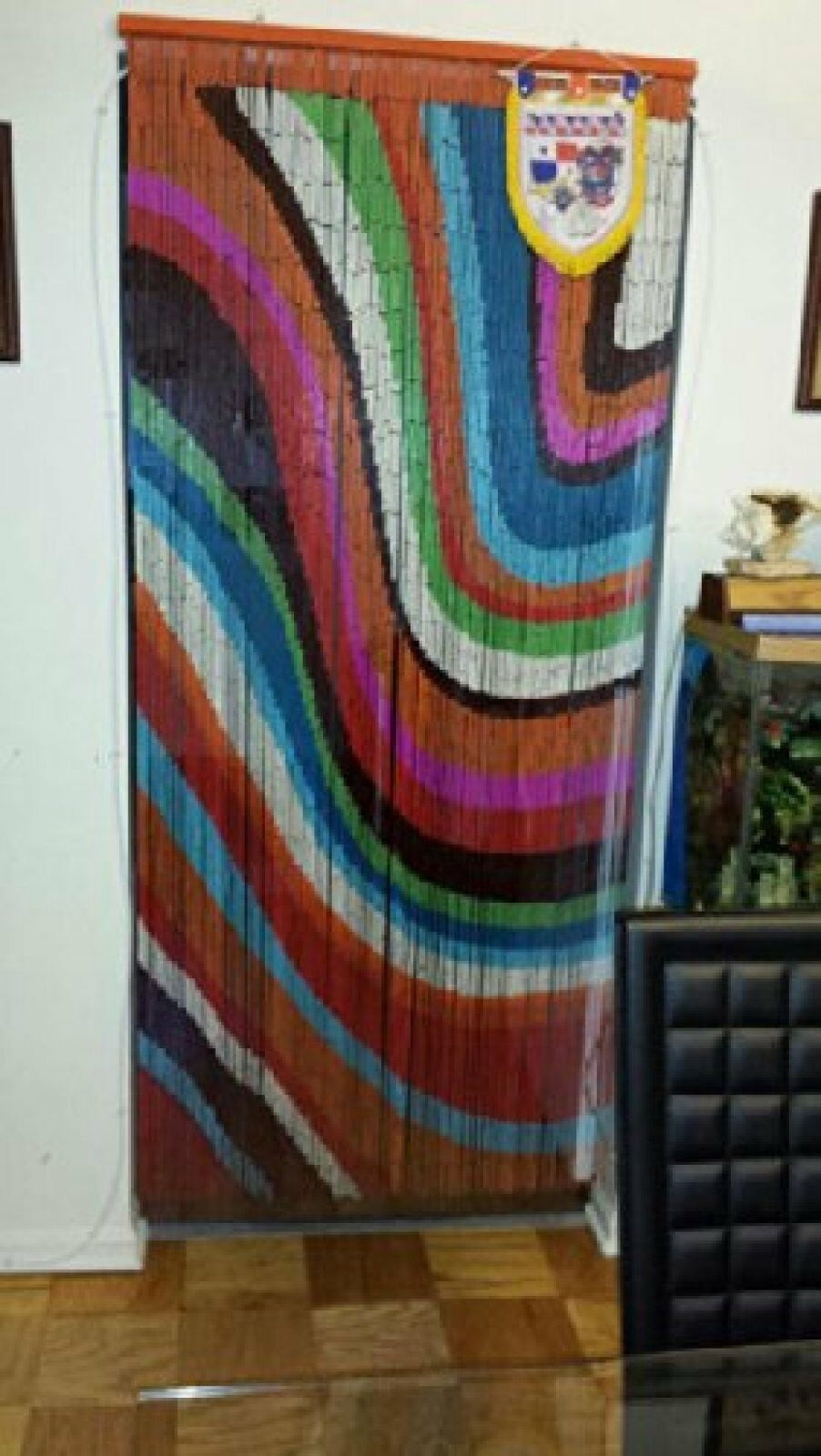 Vauluxe Modern Multicolor Painted Waves Beaded Curtains, 36in x 79in, 125 Strands