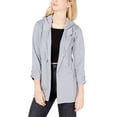 thumbnail image 1 of Almost Famous Juniors’ Ruched-Sleeve Hoodie Blazer Jacket (Gray, XS), 1 of 2