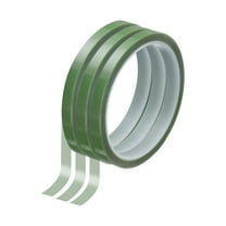 Uxcell 3 Rolls High Temperature Masking Tape 1/4"x108ft(6mmx33m) 0.05mm Thick PET Film Silicone Adhesive Heat Resistant Tapes for Heat Press Anodizing Circuit Board, Grass Green