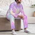 thumbnail image 7 of Naloa Purple Sparkling Butterfly Men’s Pajamas Set - Long Sleeve Button Down Sleep Shirt and Pajama Bottoms Sleepwear Set-XX-Large, 7 of 7