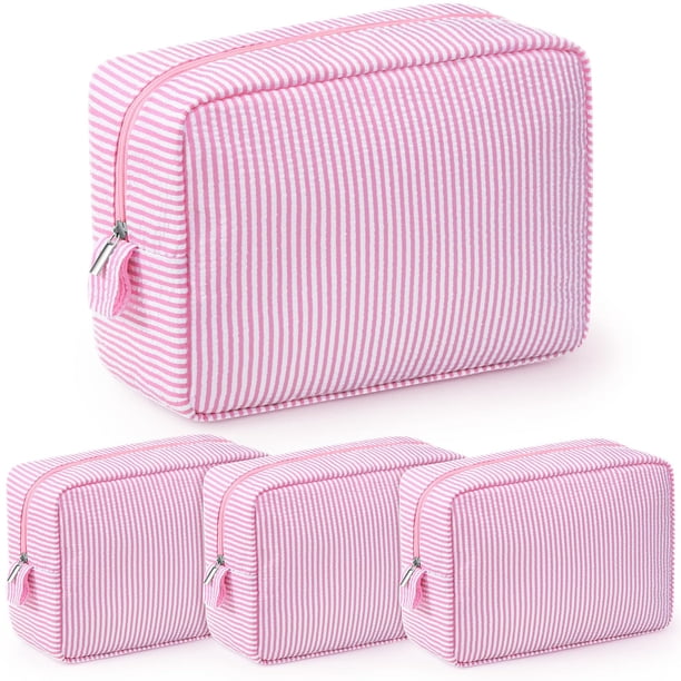Bolsa de Cosméticos Sanwuta de Seersucker Conjunto de 3 Piezas Rosa Claro