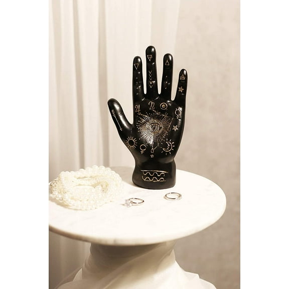 Ebros Psychic Fortune Teller Chirology Palmistry Hand Palm Figurine (Black)