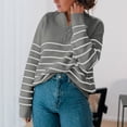 thumbnail image 5 of Vedolay Women's Pullover Casual Long Sleeve Knitted Sweaters Casual Simple V Neck Pullover Grey,M, 5 of 5