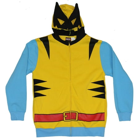 Wolverine (Marvel Comics) Mens Hoodie Sweatshirt - Classic Yellow Costume Frone