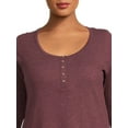 thumbnail image 4 of Terra & Sky Women's Plus Size Waffle Tee with Long Sleeves, Sizes 0X-4X, 4 of 5
