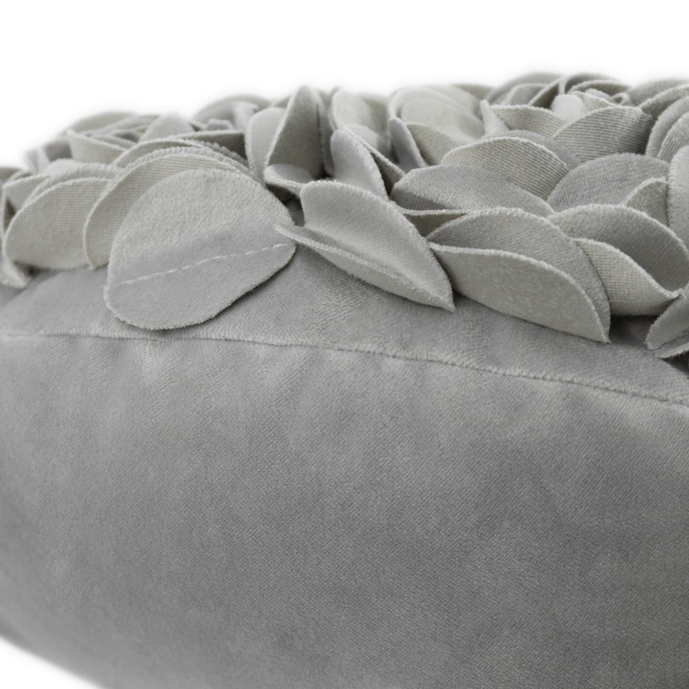 JWH 3D Flower Heart Shape Velvet Throw Pillows for Valentine Elegant Decor and Gift 13x16 inch Light Grey