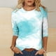 thumbnail image 1 of ICHUANYI Clearance Women's Fashion Printed T-shirt 3/4 Sleeves Blouse Round Neck Casual Tops(Light Blue, L) ICHUANYI WER2023080803479, 1 of 5