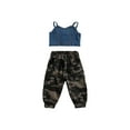 thumbnail image 3 of Gupgi 2Pcs Toddler Girl Button Down Denim Crop Tank Tops + Camouflage Pants, 3 of 7