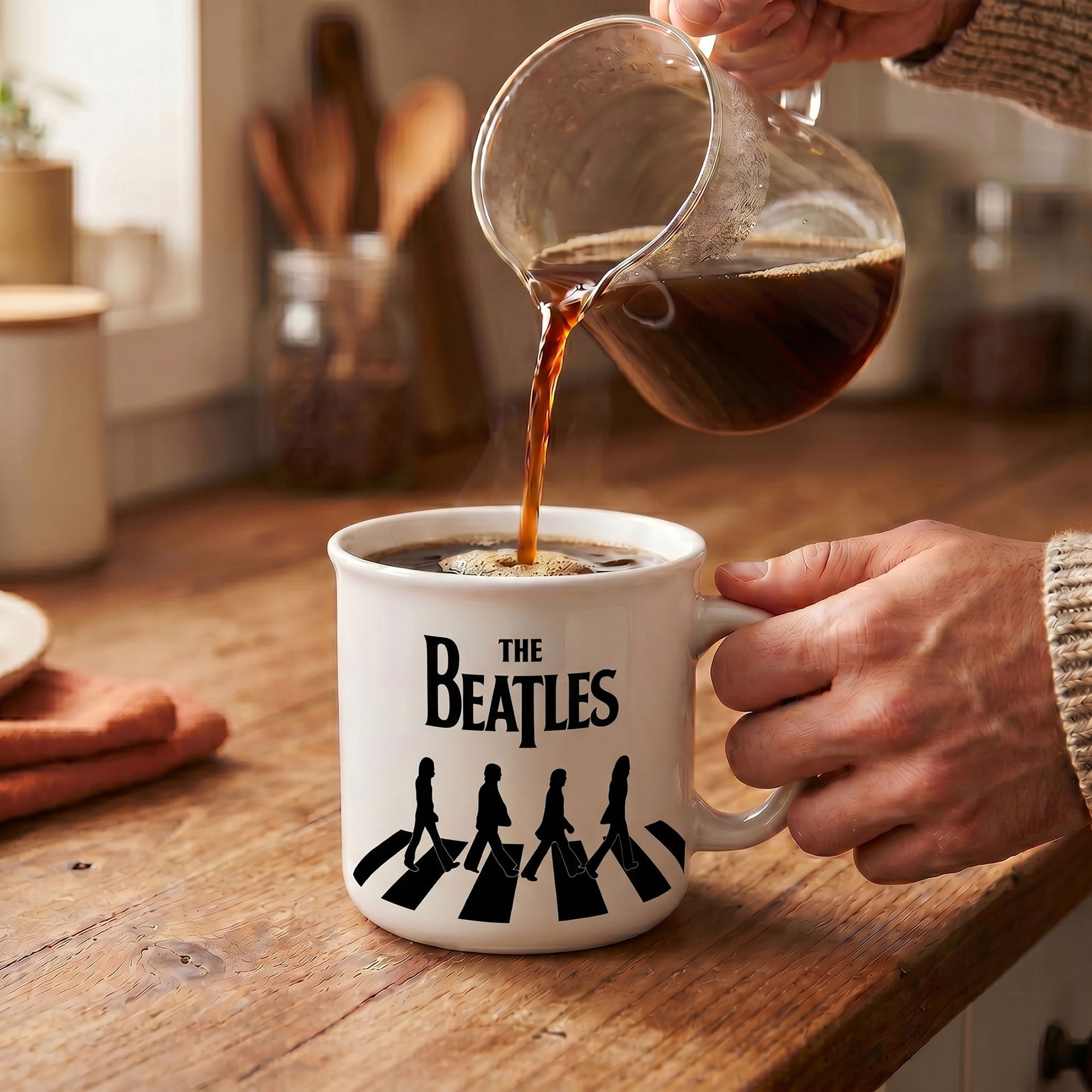 Pyramid America: The Beatles: Abbey Road Walk - 20oz Ceramic Camper Mug - Coffee & Tea Cup, Microwave-Dishwasher Safe, Band Fan Collectible, Licensed