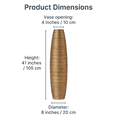 thumbnail image 4 of Leewadee Large Gold Home Decor Floor Vase - Wooden 41 inch Tall Farmhouse Decor Flower Holder For Fake Plant And Pampas Grass, 4 of 7