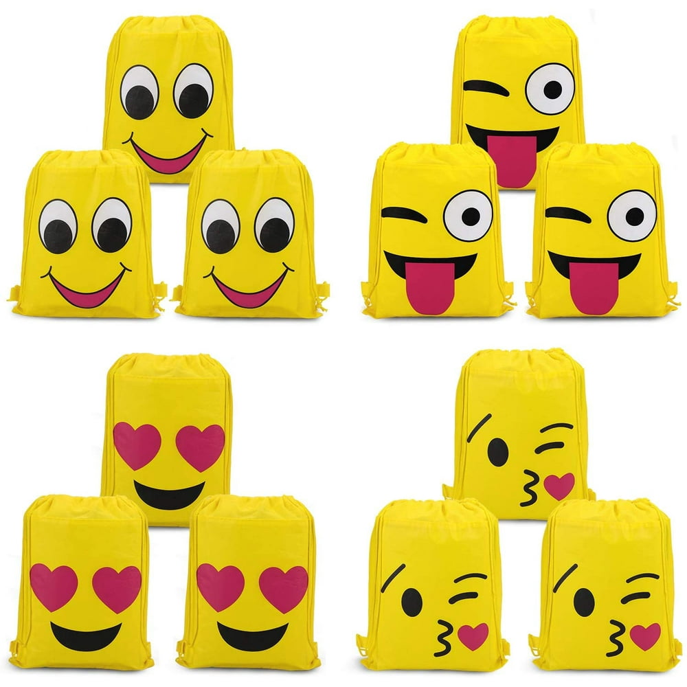 Joyabit Emoji Drawstring Backpack Bags Pack Of 12 Cute 16" X 13