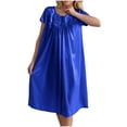 thumbnail image 5 of HomeGardon Nightgowns for Women,Summer Dresses Women's Lace Short Sleeve Plus Ice Silk Mid-length Nightdress, 5 of 9