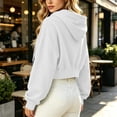 thumbnail image 5 of VEKDONE Womens Cropped Hoody Pullover Solid Basic Sweatshirts Long Sleeve Drawstring Hooded Sweatshirt Solid Color Loose Fit Crop Pullover Tops White XL, 5 of 6