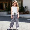 thumbnail image 6 of ATOGUTA Girls Track Pants Wide Leg School Uniform Pants Kids Elastic Waist Flowy Summer Beach Lounge Trousers with Pockets Size 1T-11, Black, 6 of 7