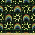 thumbnail image 2 of Cartoon Fabric by the Yard Upholstery, Theme Hand Drawn Repeated Rainbow and Sun Motifs Pattern, Decorative Fabric for DIY and Home Accents, Black and Multicolor by Ambesonne, 2 of 5