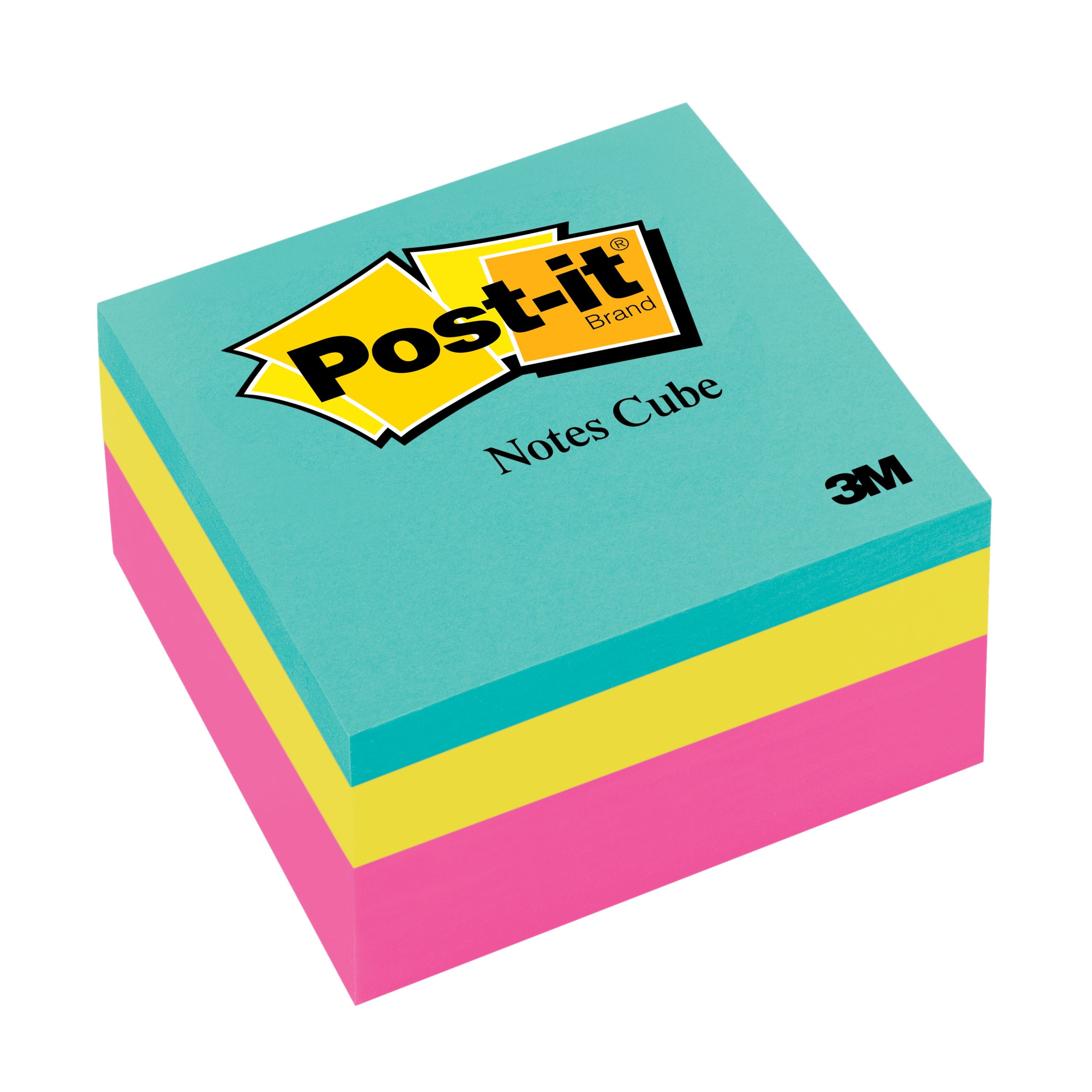 Postit Notes Cube Mixed Case, 3" x 3", Pink Wave and Orange Wave, 400 Sheets/Cube