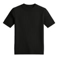 thumbnail image 4 of Mens T-Shirts Summer Plain Casual Crew Neck Short Sleeve Ribbed Knit Basic Tops Office Shirts, 4 of 4