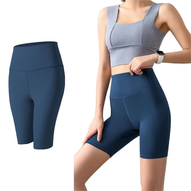 Naiovety Pantalones cortos deportivos para mujer, pantalones de entrenamiento de gimnasia en casa, entrenamiento de Fitness, Yoga, ciclismo, Ciclismo Azul oscuro/M