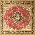 thumbnail image 1 of Ahgly Company Indoor Square Medallion Brown Traditional Area Rugs, 6' Square, 1 of 4