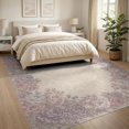 thumbnail image 3 of ODIKA 8'x10' Washable Area Rug Non-Slip Chair-Friendly Mat Distressed Botanical Toile Faded Damask Ornate Scrolling Vintage Flowing Dynamic for Dining Room, Large Office, Lounge, 3 of 7