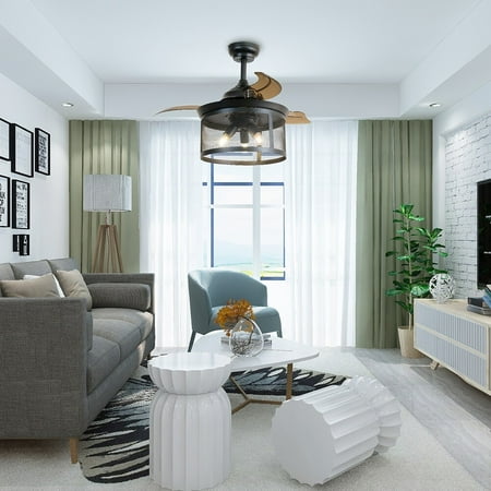 

LivEditor Modern Black Ceiling Fan with Light and Remote