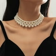 thumbnail image 4 of Gargantilla de perlas de diseño Simple con colgante de concha, joyería de cadena para cuello de perlas tejidas a mano para fiesta de vacaciones de verano, 4 of 5