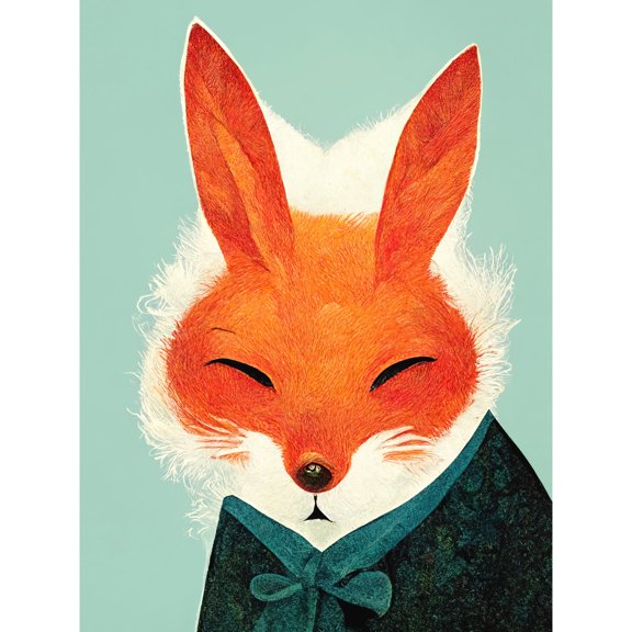 Cute Fox In A Jacket Illustration Portrait Unframed Wall Art Print Poster Home Decor