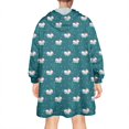 thumbnail image 2 of Wearable Oversized Blanket,Dark Green Cartoon Unicorn Pattern Wearable Blanket Hoodie for Adults,Cozy Hooded Blankets with Super Pockets,Super Warm Fuzzy Pullover for Women & Men, 2 of 6