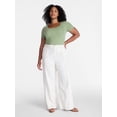 thumbnail image 2 of Time and Tru Women's High Rise Drapey Pleated Wide Leg Jeans, 30" Inseam, Sizes XS-XXXL, 2 of 6