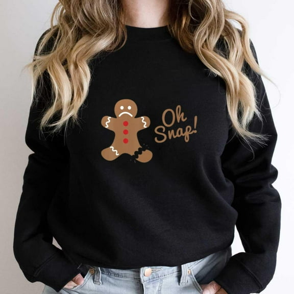 Oh Snap Gingerbread Man Funny Christmas Holiday Graphic SW6244 Unisex Sweatshirt, Up to Size 5XL
