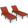 thumbnail image 2 of Gymax 2 Pcs Chaise Longue de Patio Fauteuil Inclinable avec Dossier Réglable 3 Positions et Coussin Brun et Orange, 2 of 9