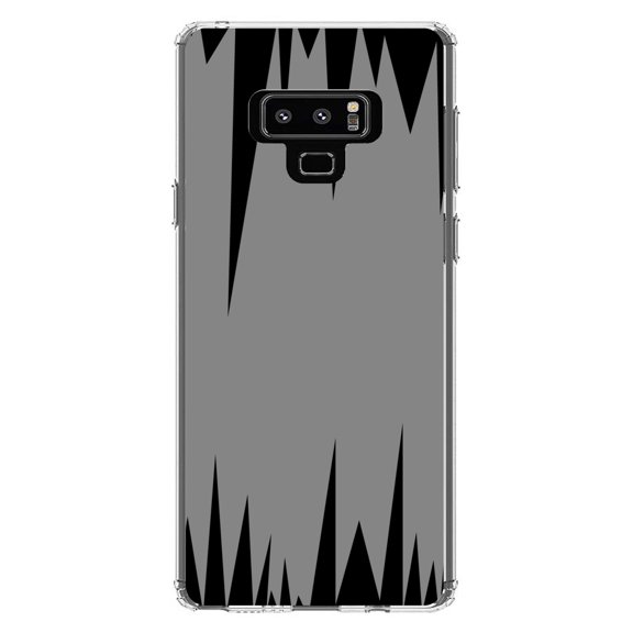 DistinctInk Clear Shockproof Hybrid Case for Samsung Galaxy Note 9 - TPU Bumper, Acrylic Back, Tempered Glass Screen Protector - Grey Black Spikes