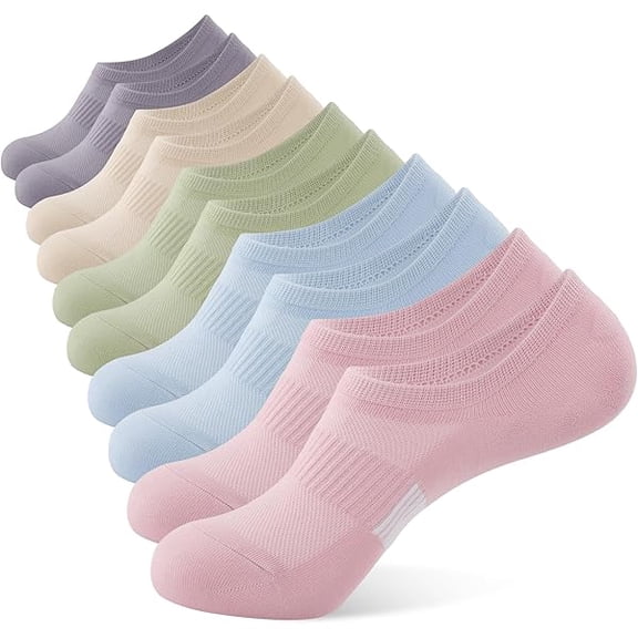 Eryueer No Show Socks Womens Low Cut Non Slip Athletic Cotton Invisible Women Sock 5 Pairs