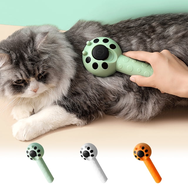 Peine de aseo para mascotas | Cepillo depilador con aguja de acero inoxidable | Autolimpieza con un clic | Empuñadura ergonómica | Para perros y gatos | Portátil | 1 Pieza | 19x7.7x5cm | Blanco