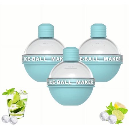 3 Pack Ice Ball Maker Whiskey Ice Mold Silicone Ice Cube Tray 2.5 Inches Sphere Ice Mold for Whiskey and Cocktails(Blue)