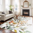 thumbnail image 2 of 6'x9' Area Rugs, Orange Green Eucalyptus Leaves Indoor Outdoor Area Rug for Living Room Bedroom, Fall Botanical Watercolor Washable Bathroom Rugs Kitchen Floor Carpet Mats Home Decor Aesthetic, 2 of 8