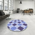 thumbnail image 4 of Ahgly Company Machine Washable Indoor Round Transitional Slate Blue Area Rugs, 8' Round, 4 of 7