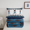 thumbnail image 5 of Manfei Farmhouse Fishing Full Size Comforter Sets, Rustic Tribal Aztec Bedding Comforter Set, Blue Brown, Blue Reversible, 3-Piece, 1 Comforter and 2 Pillowcases, 5 of 7