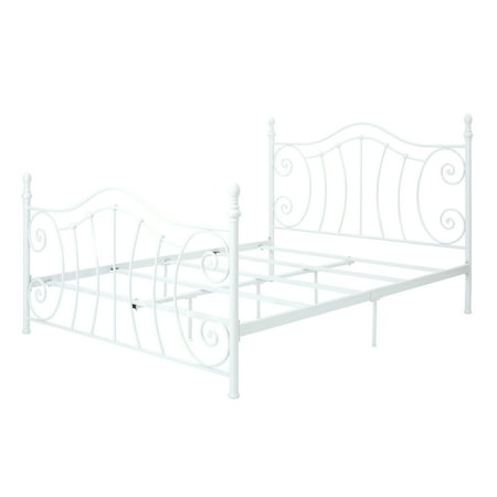 Wrought Iron Bed - Carlynn Classical Iron Queen Bed Frame, White
