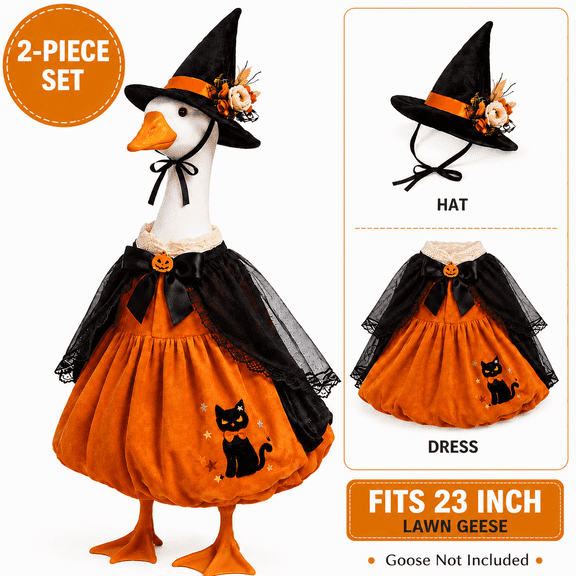 Porch Goose Outfit, 23 inch Thanksgiving Turkey Clothes, Fall Garden Goose Decor,Fall Cat,Scarecrow
